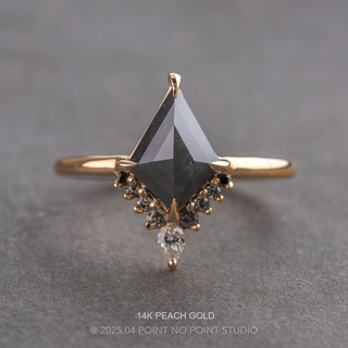 1.83 Carat Black Speckled Kite Diamond Engagement Ring, Ombre Ava Setting