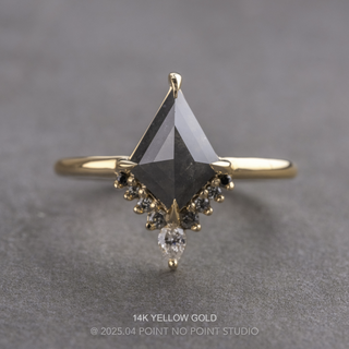 1.83 Carat Black Speckled Kite Diamond Engagement Ring, Ombre Ava Setting