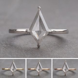 2.13 Carat Icy Grey Kite Diamond Engagement Ring, Jane Setting