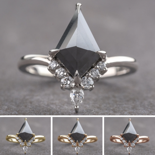 1.65 Carat Black Kite Diamond Engagement Ring, Cassiopeia Setting