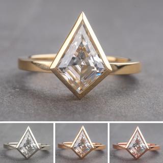 Kite Moissanite Engagement Ring, Bezel Jane Setting