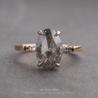3.07 Carat Salt and Pepper Oval Diamond Engagement Ring, Ombre Juliette Setting