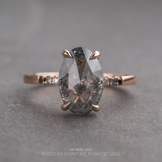 3.07 Carat Salt and Pepper Oval Diamond Engagement Ring, Ombre Juliette Setting