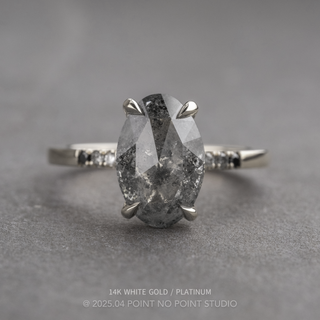 3.07 Carat Salt and Pepper Oval Diamond Engagement Ring, Ombre Juliette Setting