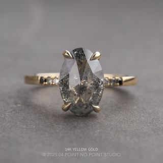 3.07 Carat Salt and Pepper Oval Diamond Engagement Ring, Ombre Juliette Setting