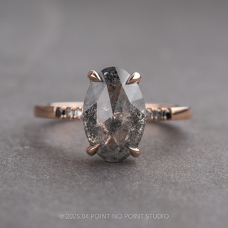 3.07 Carat Salt and Pepper Oval Diamond Engagement Ring, Ombre Juliette Setting