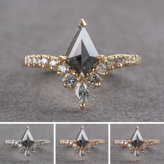1 Carat Black Salt and Pepper Kite Diamond Engagement Ring, Willa Setting