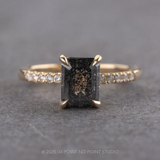 1.60 Carat Black Salt and Pepper Emerald Shaped Diamond Engagement Ring, Juliette Setting