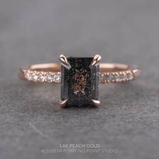 1.60 Carat Black Salt and Pepper Emerald Shaped Diamond Engagement Ring, Juliette Setting
