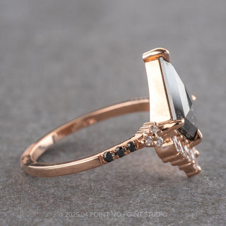 2.13 Carat Black Speckled Kite Diamond Engagement Ring, Ombre Camila Setting, 14k Rose Gold