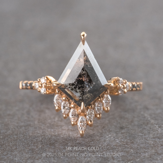 1.65 Carat Black Salt and Pepper Kite Diamond Engagement Ring, Ombre Camila Setting