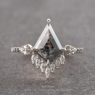 1.65 Carat Black Salt and Pepper Kite Diamond Engagement Ring, Ombre Camila Setting