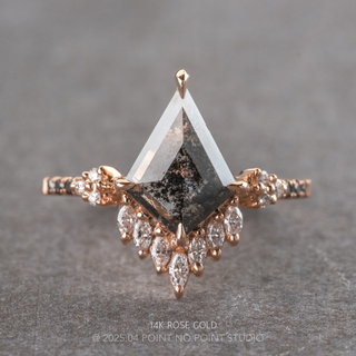 1.65 Carat Black Salt and Pepper Kite Diamond Engagement Ring, Ombre Camila Setting