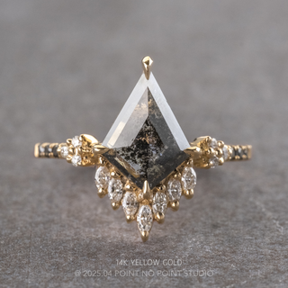 1.65 Carat Black Salt and Pepper Kite Diamond Engagement Ring, Ombre Camila Setting
