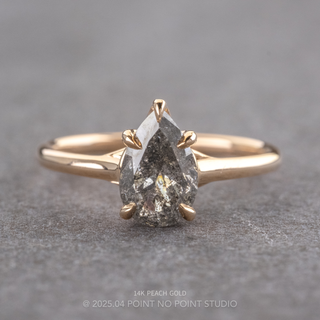 1.24 Carat Canadian Salt and Pepper Pear Diamond Engagement Ring, Madeline Setting