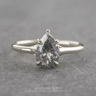 1.24 Carat Canadian Salt and Pepper Pear Diamond Engagement Ring, Madeline Setting