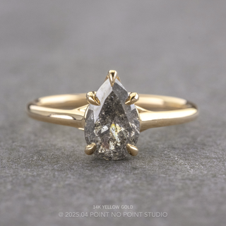 1.24 Carat Canadian Salt and Pepper Pear Diamond Engagement Ring, Madeline Setting