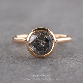 2.02 Carat Salt and Pepper Round Diamond Engagement Ring, Bezel Lenora Setting