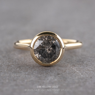 2.02 Carat Salt and Pepper Round Diamond Engagement Ring, Bezel Lenora Setting