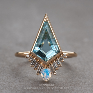 3.25 Carat Kite Aquamarine and Diamond Engagement Ring, Bezel Wren Setting