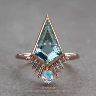 3.25 Carat Kite Aquamarine and Diamond Engagement Ring, Bezel Wren Setting