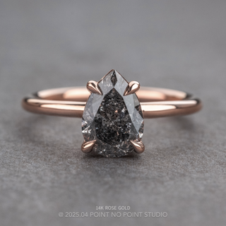 1.93 Carat Salt and Pepper Pear Diamond Engagement Ring, Basket Jane Setting