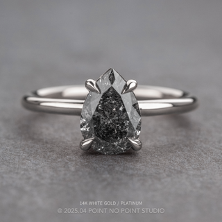 1.93 Carat Salt and Pepper Pear Diamond Engagement Ring, Basket Jane Setting