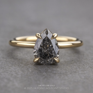 1.93 Carat Salt and Pepper Pear Diamond Engagement Ring, Basket Jane Setting