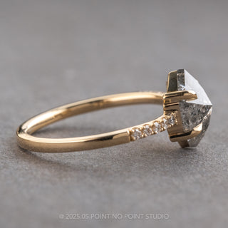 1.67 Carat Salt and Pepper Hexagon Diamond Engagement Ring, Jules Setting, 14K Yellow Gold