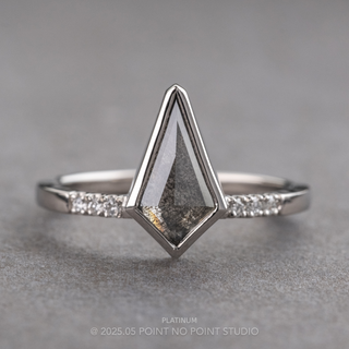 1.14 Carat Black Salt and Pepper Kite Diamond Engagement Ring, Bezel Jules Setting