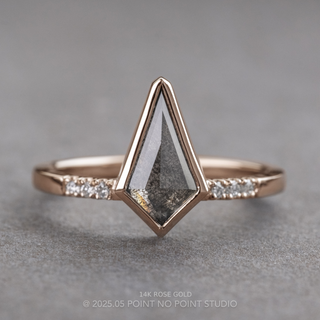 1.14 Carat Black Salt and Pepper Kite Diamond Engagement Ring, Bezel Jules Setting
