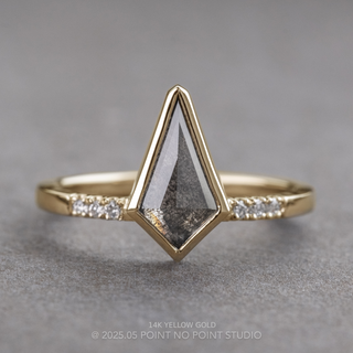 1.14 Carat Black Salt and Pepper Kite Diamond Engagement Ring, Bezel Jules Setting