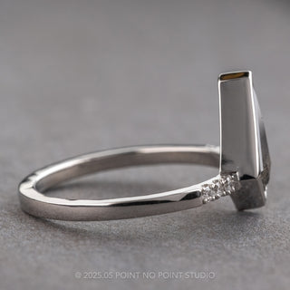 1.08 Carat Black Speckled Kite Diamond Engagement Ring, Bezel Jules Setting, Platinum