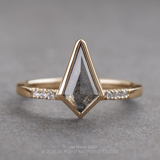 1.14 Carat Black Salt and Pepper Kite Diamond Engagement Ring, Bezel Jules Setting