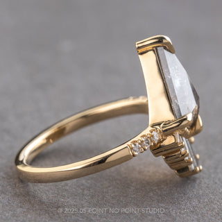 2.45 Carat Salt and Pepper Kite Diamond Engagement Ring, Wren Setting, 14K Yellow Gold
