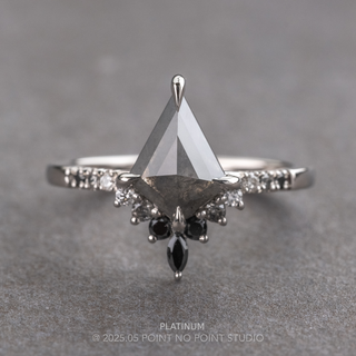 1.66 Carat Black Salt and Pepper Kite Diamond Engagement Ring, Ombre Avaline Setting