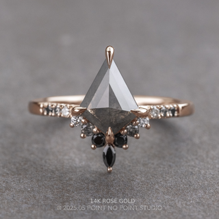1.66 Carat Black Salt and Pepper Kite Diamond Engagement Ring, Ombre Avaline Setting