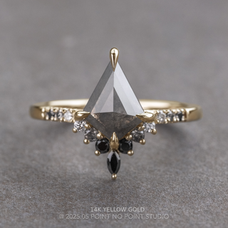 1.66 Carat Black Salt and Pepper Kite Diamond Engagement Ring, Ombre Avaline Setting