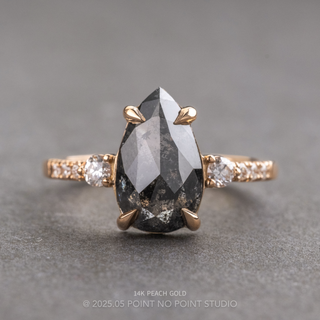 1.22 Carat Black Salt and Pepper Pear Diamond Engagement Ring, Eliza Setting