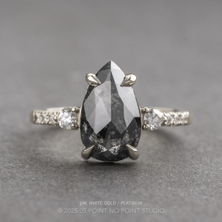 1.22 Carat Black Salt and Pepper Pear Diamond Engagement Ring, Eliza Setting