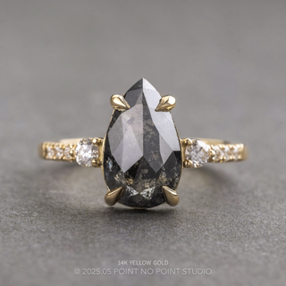 1.22 Carat Black Salt and Pepper Pear Diamond Engagement Ring, Eliza Setting