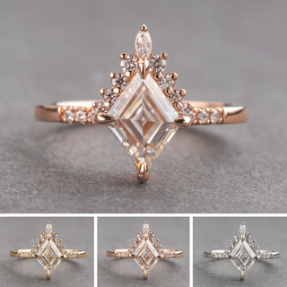 1.68 Carat Lozenge Moissanite Engagement Ring, Avaline Setting