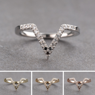 Victoria Wedding Ring, 19 Ombre Diamond women's wedding band, Point No Point Studio. Eco-friendly, Recycled Metals, Conflict Free.