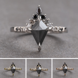 1.20 Carat Black Kite Diamond Engagement Ring, Ombre Avaline Setting