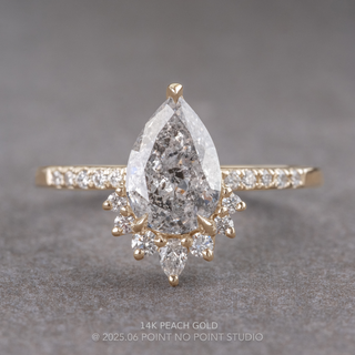 1.70 Carat Canadian Salt and Pepper Pear Diamond Engagement Ring, Avaline Setting