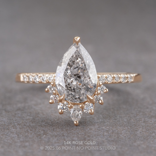 1.70 Carat Canadian Salt and Pepper Pear Diamond Engagement Ring, Avaline Setting
