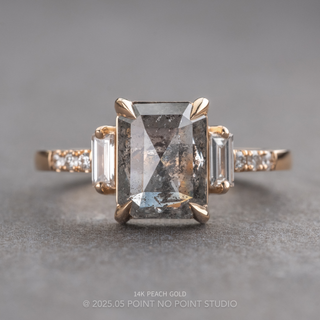 1.55 Carat Salt and Pepper Emerald Shaped Diamond Engagement Ring, Eliza Setting