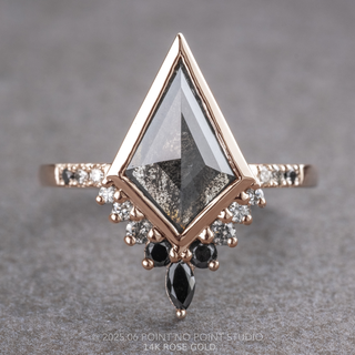 2.44 Carat Black Salt and Pepper Kite Diamond Engagement Ring, Bezel Ombre Avaline Setting