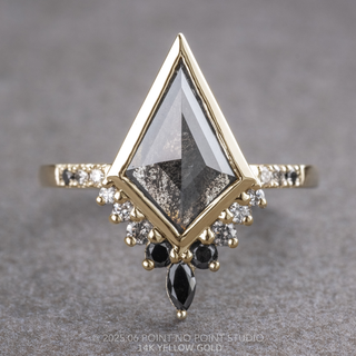 2.44 Carat Black Salt and Pepper Kite Diamond Engagement Ring, Bezel Ombre Avaline Setting