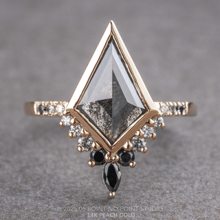 2.44 Carat Black Salt and Pepper Kite Diamond Engagement Ring, Bezel Ombre Avaline Setting
